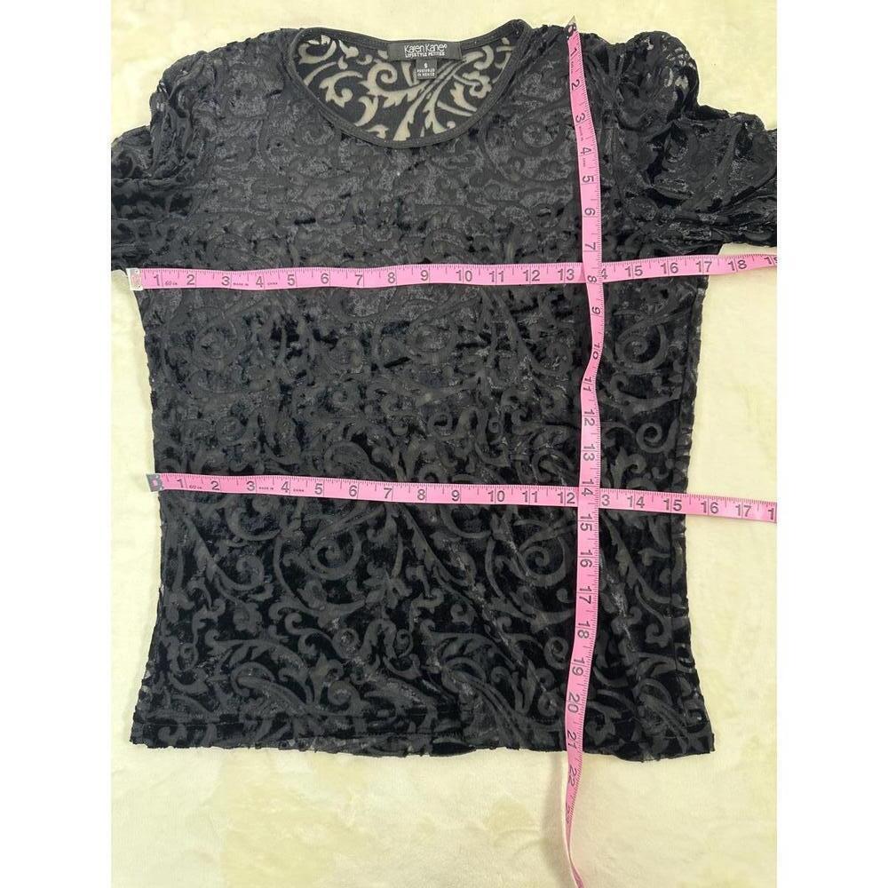 VTG Karen Kane Velvet Burnout Top Sz S Petite Gothic Black Romantic Whimsigoth - Picture 4 of 5